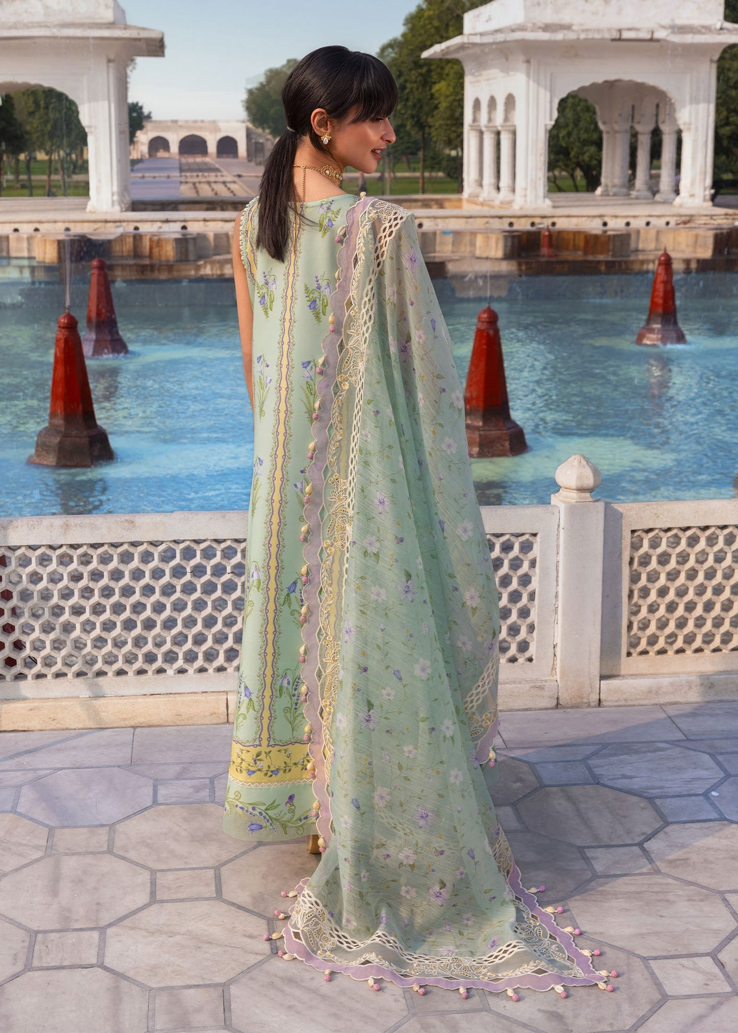 Crimson | Flow Lawn'26 | SUN-KISSED LETTER-D9B - Festive Dress - available at Maria Faisal in UK and USA.