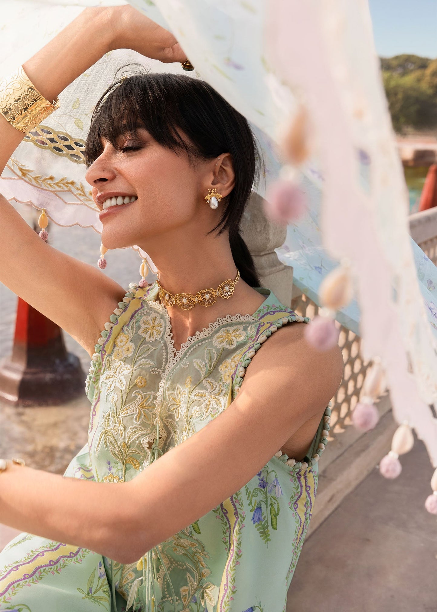 Crimson | Flow Lawn'26 | SUN-KISSED LETTER-D9B - Festive Dress - available at Maria Faisal in UK and USA.