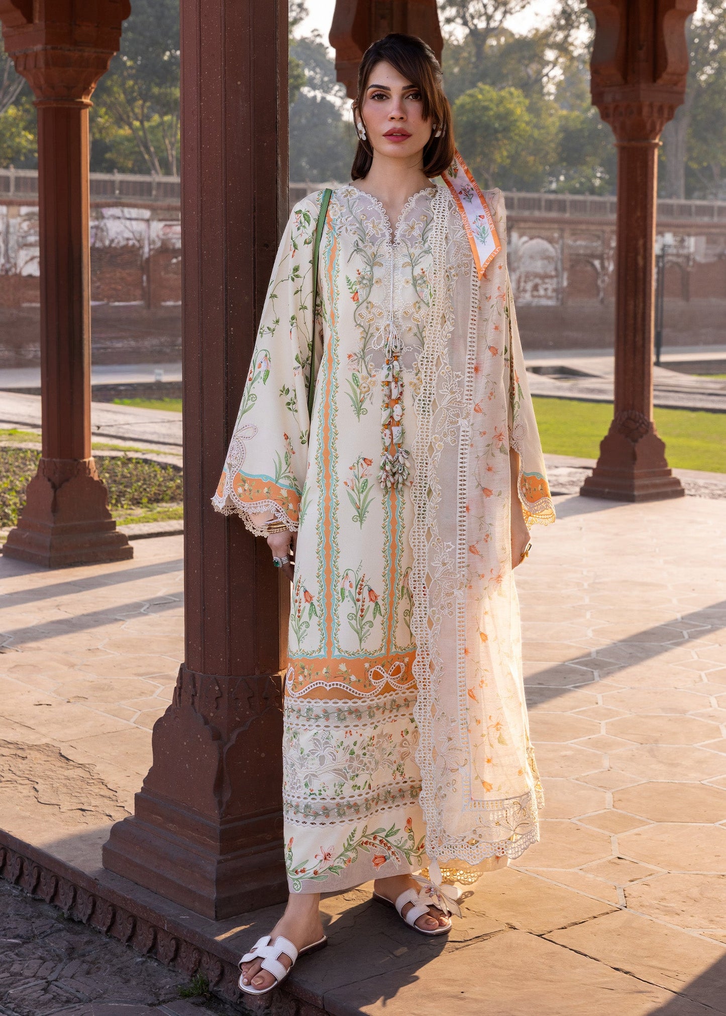 Crimson | Flow Lawn'26 | SUN-KISSED LETTER-D9A - Festive Dress - available at Maria Faisal in UK and USA.