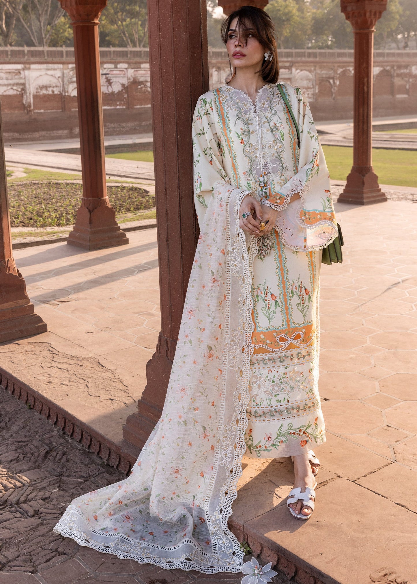 Crimson | Flow Lawn'26 | SUN-KISSED LETTER-D9A - Festive Dress - available at Maria Faisal in UK and USA.