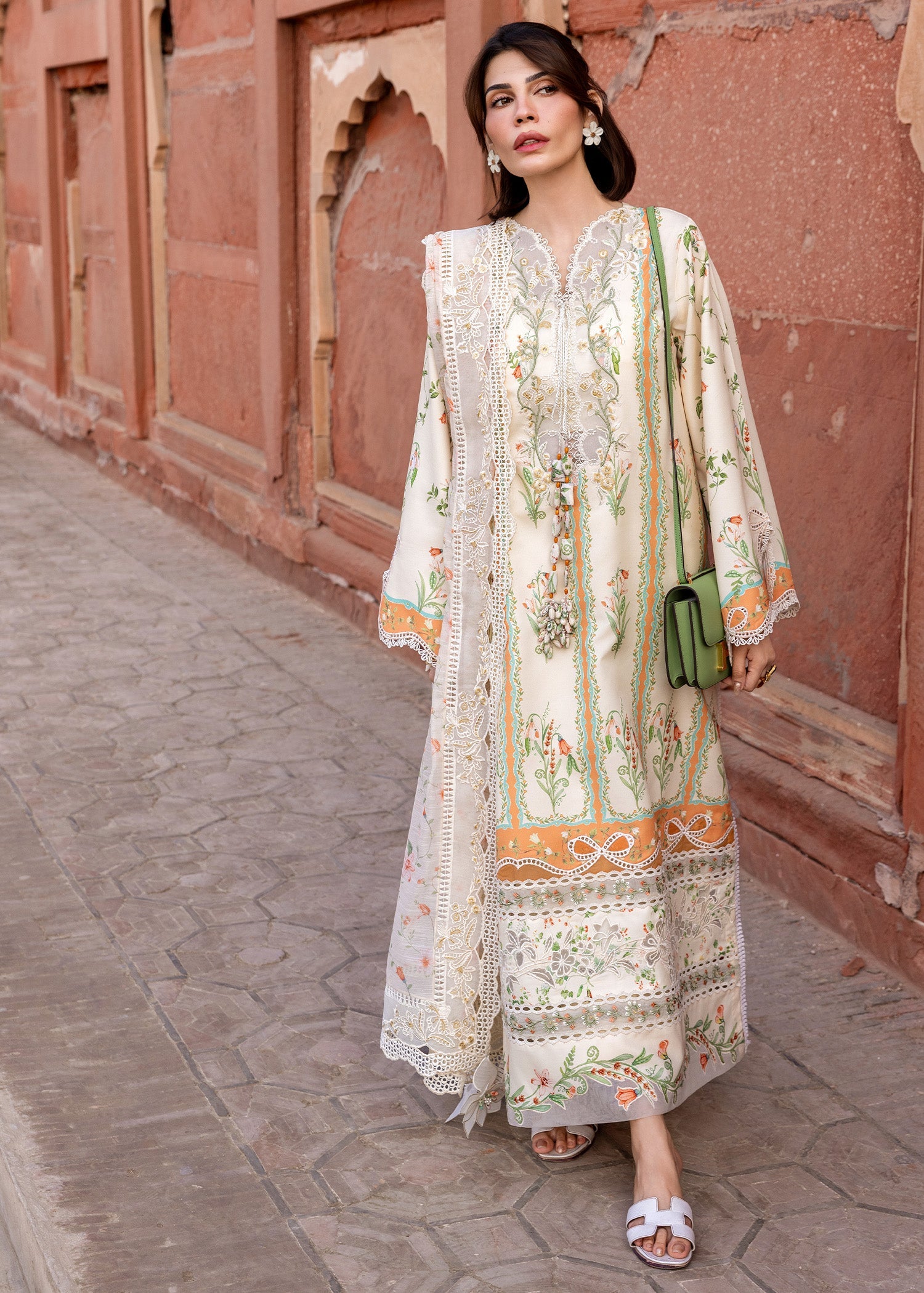 Crimson | Flow Lawn'26 | SUN-KISSED LETTER-D9A - Festive Dress - available at Maria Faisal in UK and USA.