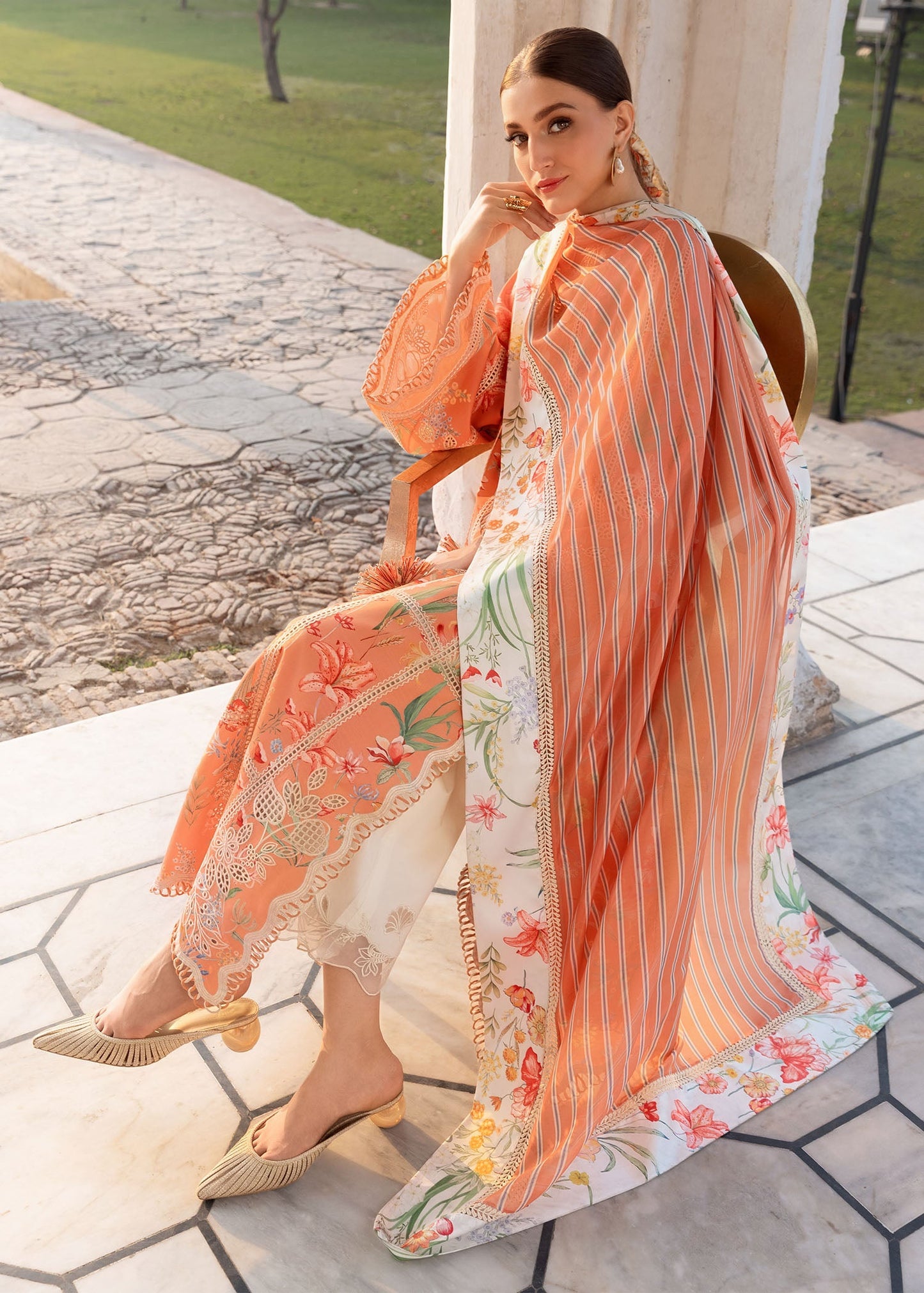 Crimson | Flow Lawn'26 | A SUMMER DANCE - D2A - Festive Dress - available at Maria Faisal in UK and USA.