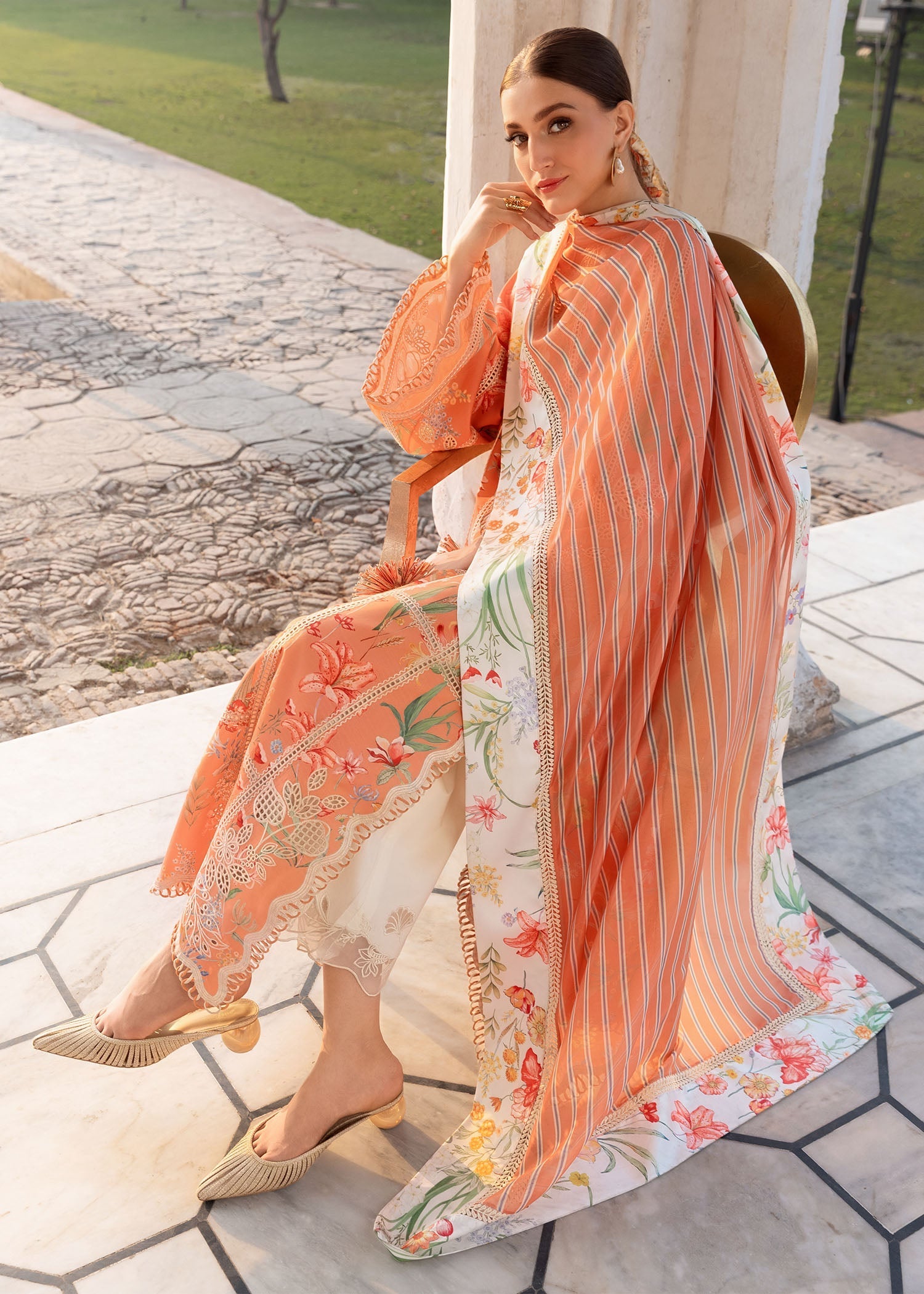 Crimson | Flow Lawn'26 | A SUMMER DANCE - D2A - Festive Dress - available at Maria Faisal in UK and USA.