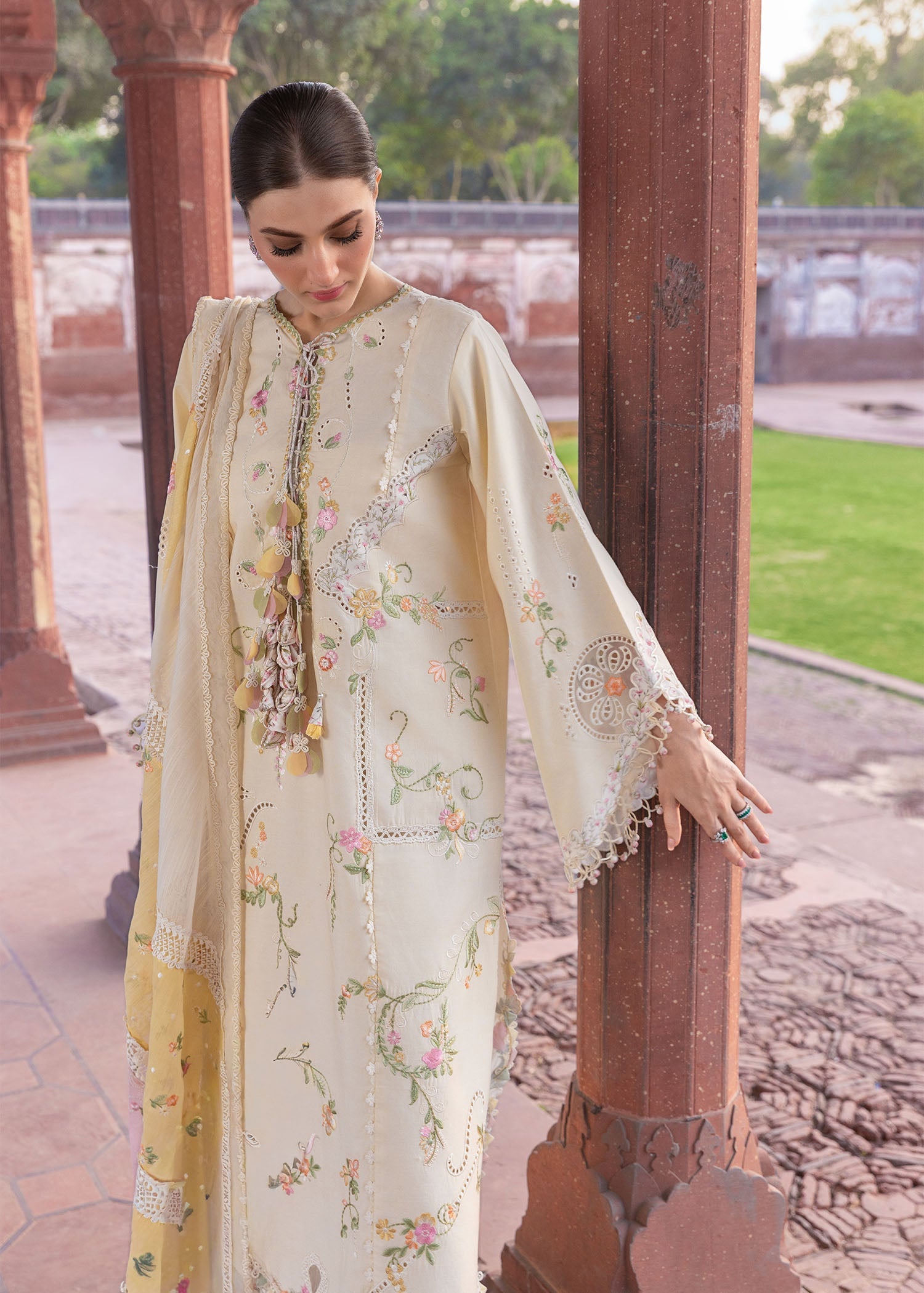 Crimson | Flow Lawn'26 | MANIFESTED MEADOWS - D7A - Festive Dress - available at Maria Faisal in UK and USA.