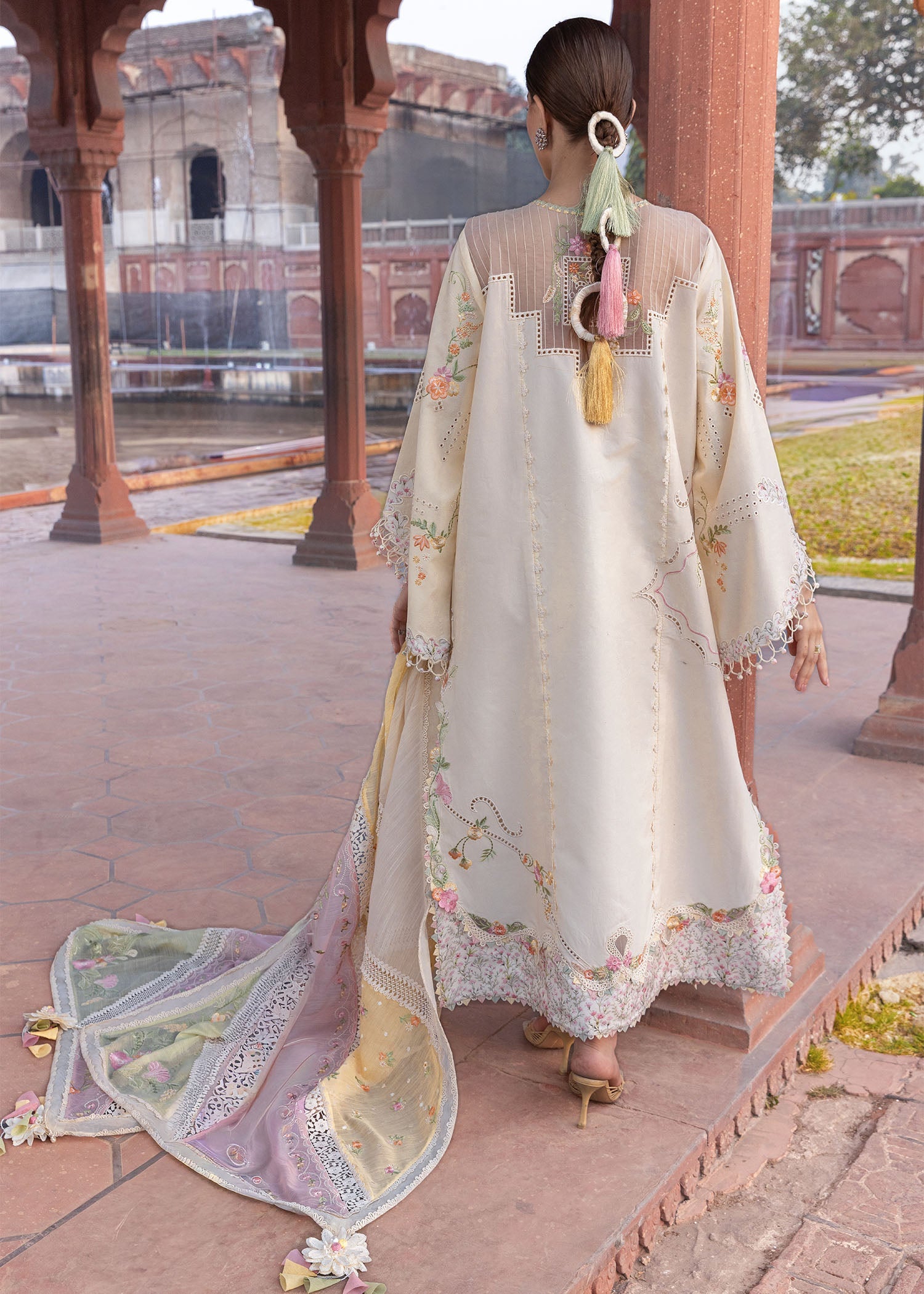 Crimson | Flow Lawn'26 | MANIFESTED MEADOWS - D7A - Festive Dress - available at Maria Faisal in UK and USA.