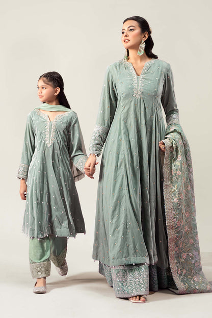 Maria B | 3 Piece Embroidered Velvet Suit | MKS-W24-38 by Maria Faisal - Registered Vendor of : Maria B - type : Kids Clothes - 100% original wedding dresses