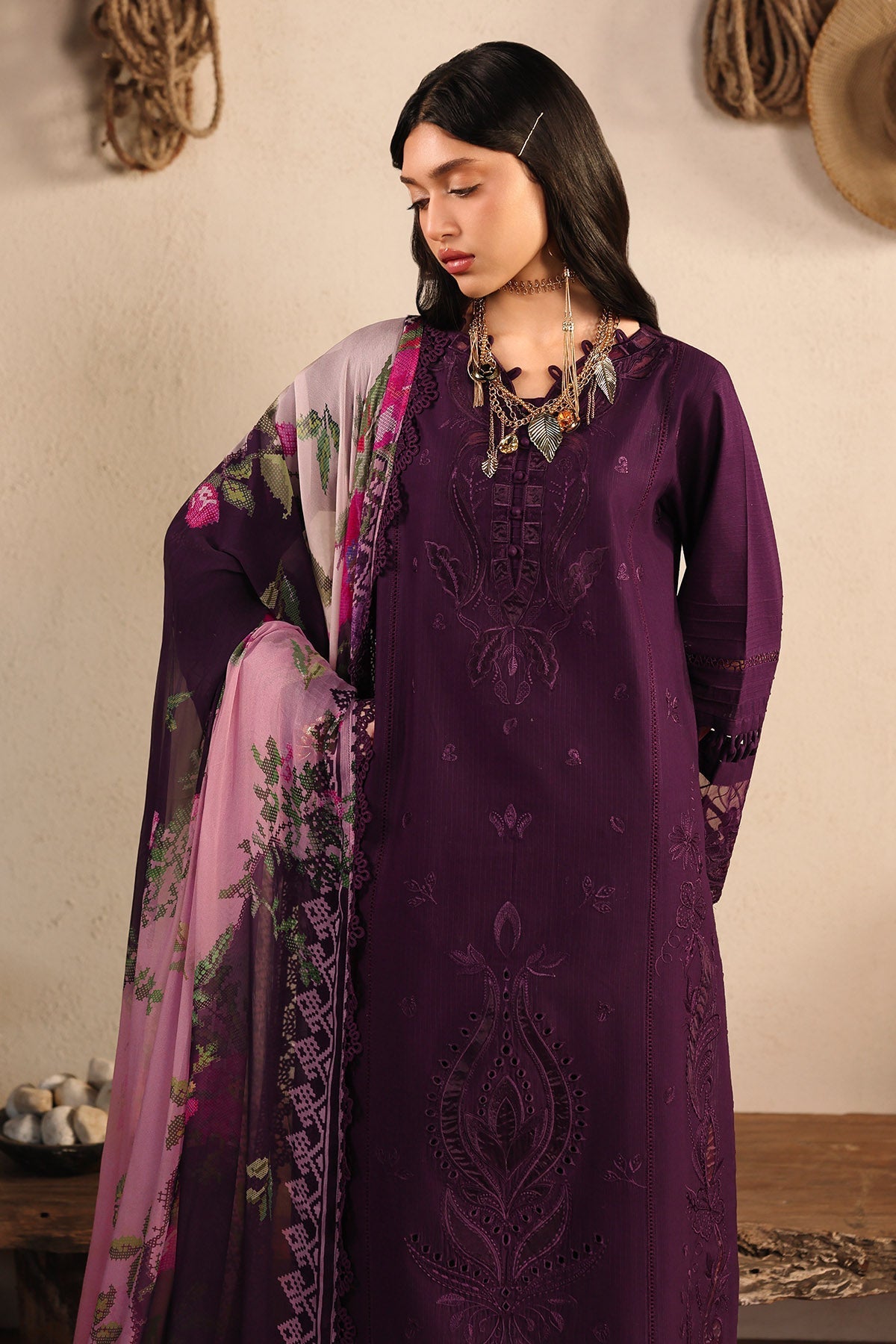 Nureh | Raha Lawn | NE-246 - Luxury Dress - available at Maria Faisal in UK and USA.