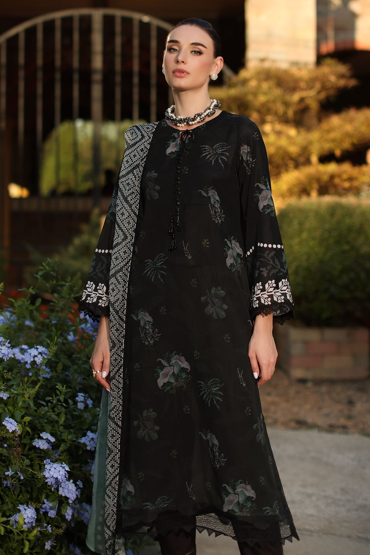 Nureh | Signature Prints 26 | SP-198 - Dress - available at Maria Faisal in UK and USA.