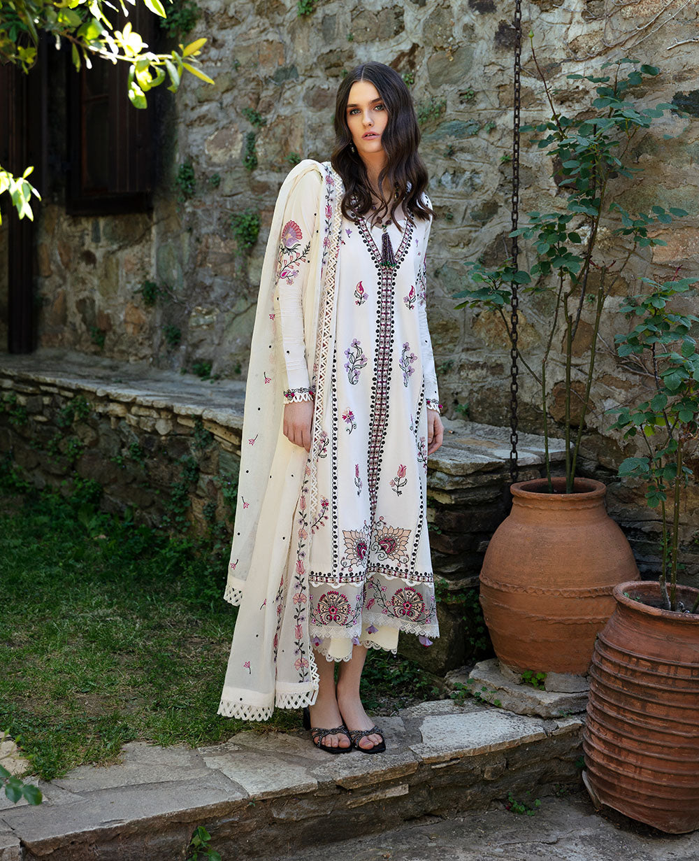Republic Womenswear | Aylin Summer Lawn 24 | Muguet (D1-B) - Designer Dress with Intricate embroidery and embellishments. Shop elegent wedding dress at Maria Faisal.