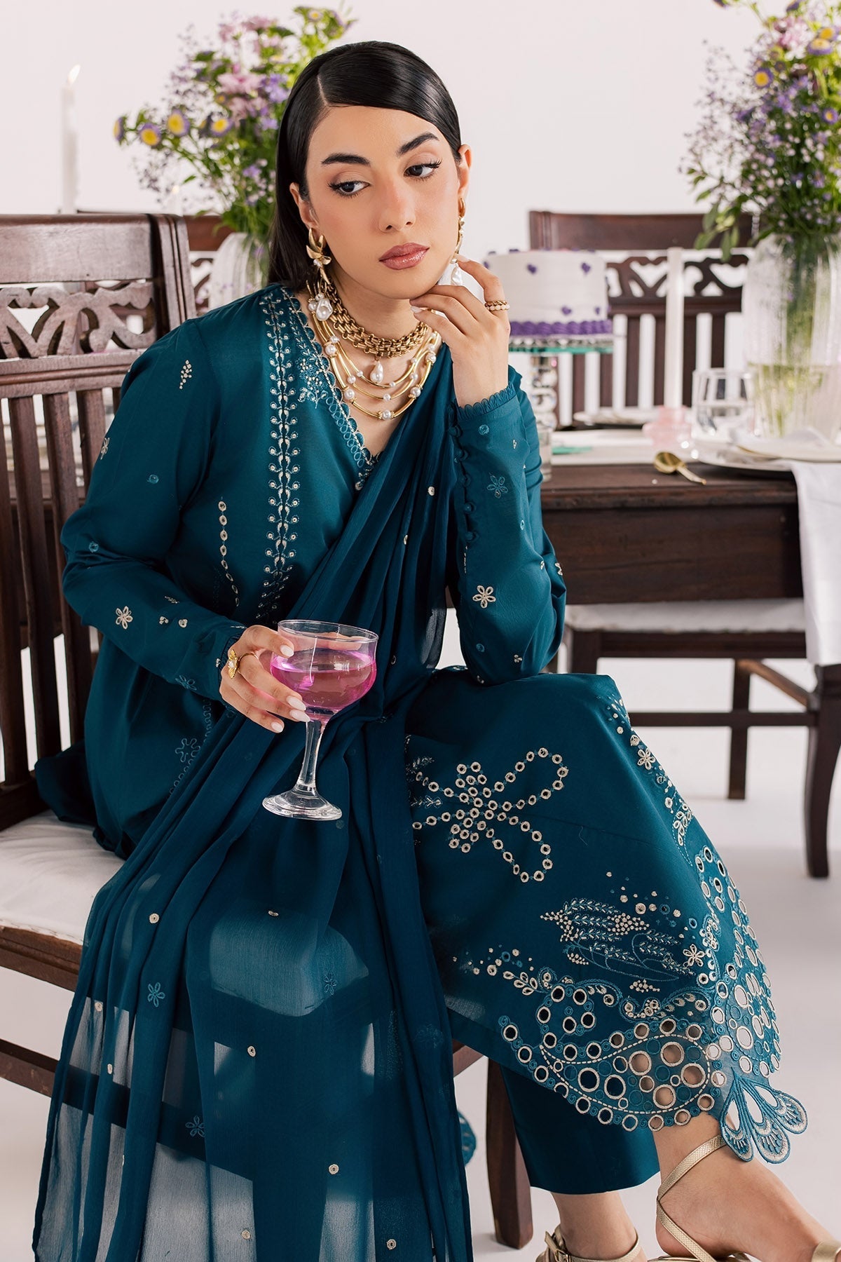 Nureh | Shades of Summer | NP-809 - Luxury Dress - available at Maria Faisal in UK and USA.