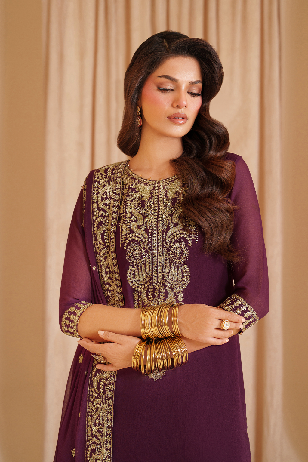 Iznik I Festive Formal I CC-76 Embroidered Chiffon - Ladies Clothes - Maria Faisal