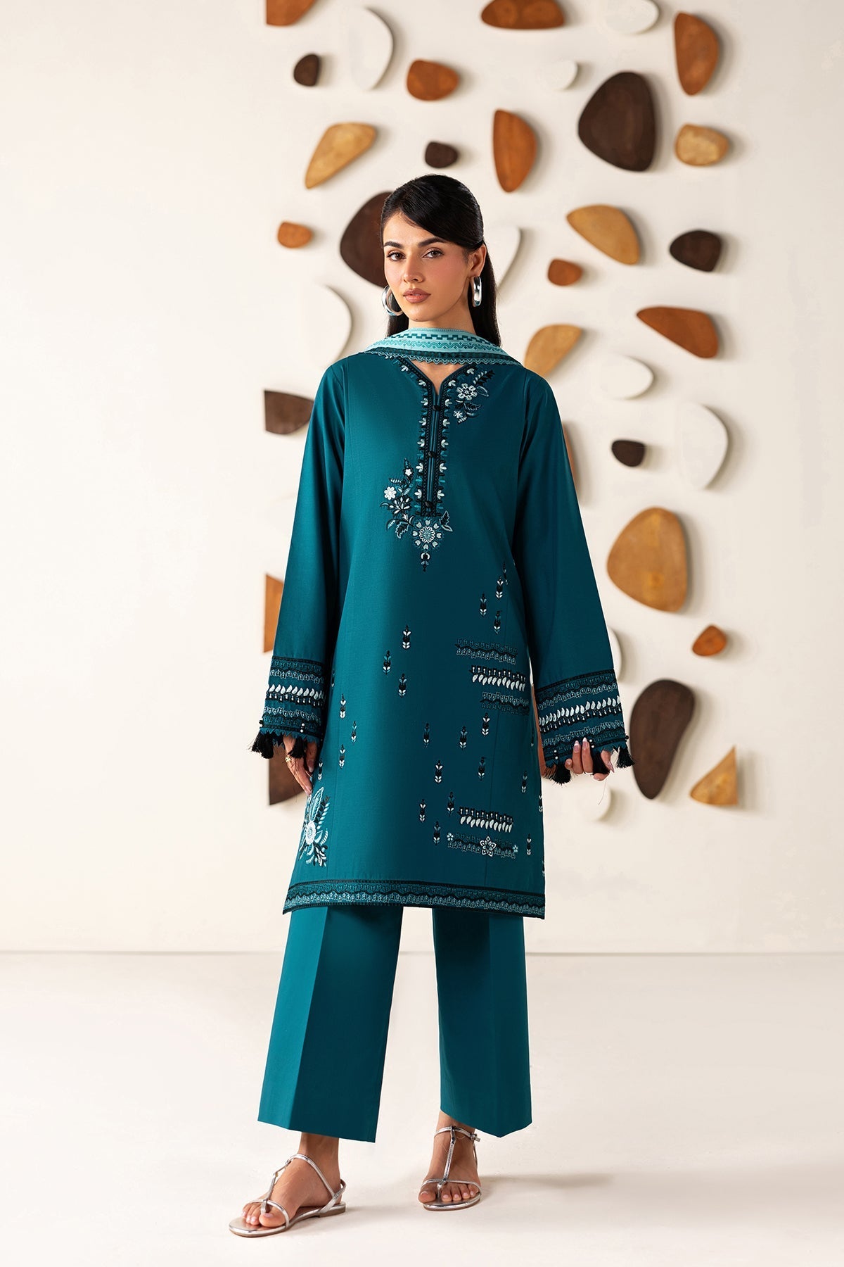 Farasha | Summer Melody 26 | Arctic Teal - Casual Dress - available at Maria Faisal in UK and USA.
