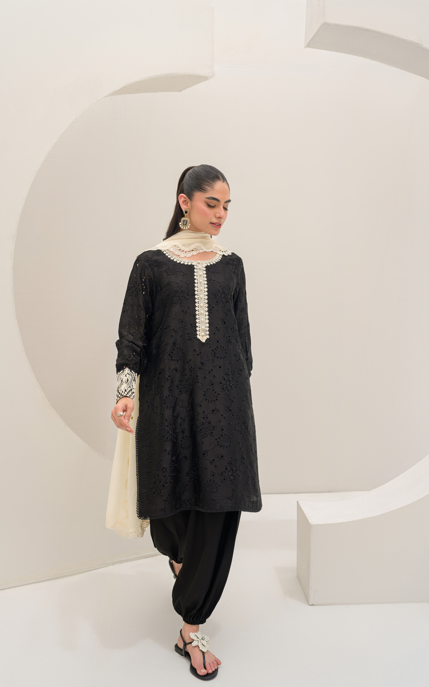 Sana Abbas | Ara Eid Luxe | Noir - Luxury Dress - available at Maria Faisal in UK and USA.