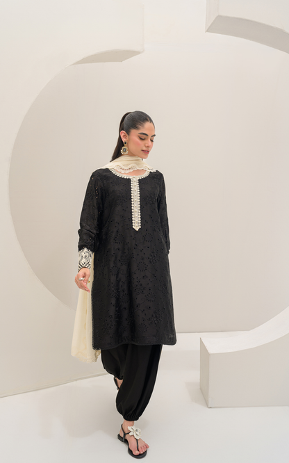 Sana Abbas | Ara Eid Luxe | Noir - Luxury Dress - available at Maria Faisal in UK and USA.