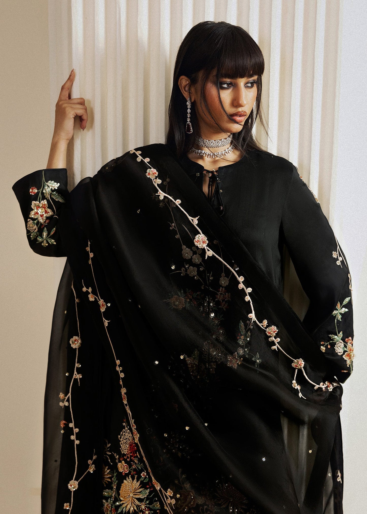 Hussain Rehar | Luxury Pret 26 | Sitara Noir - Luxury Dress - available at Maria Faisal in UK and USA.