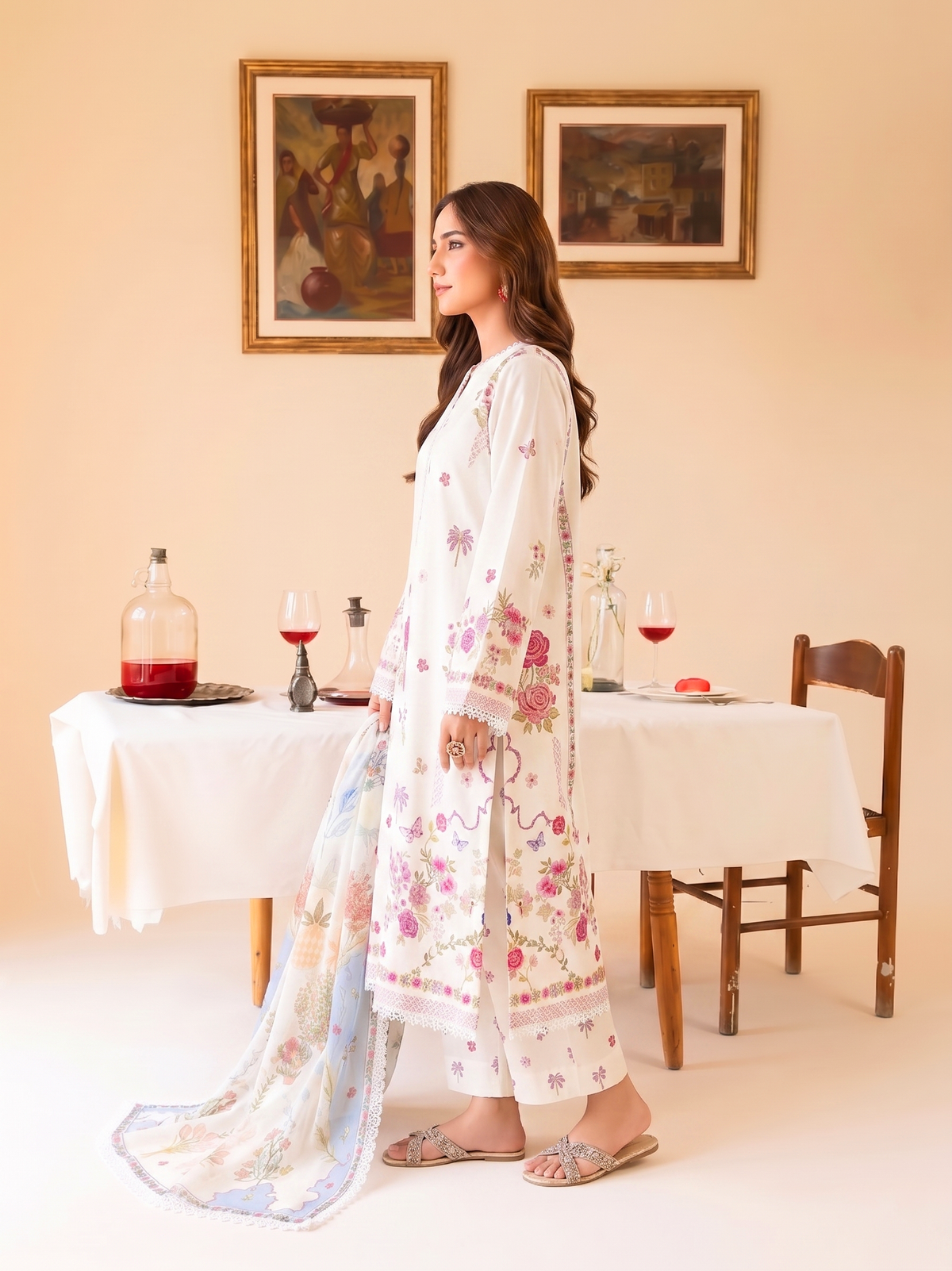 Faiza Faisal | FNF Printed Lawn | IVORY GRACE - Casual Dress - available at Maria Faisal in UK and USA.