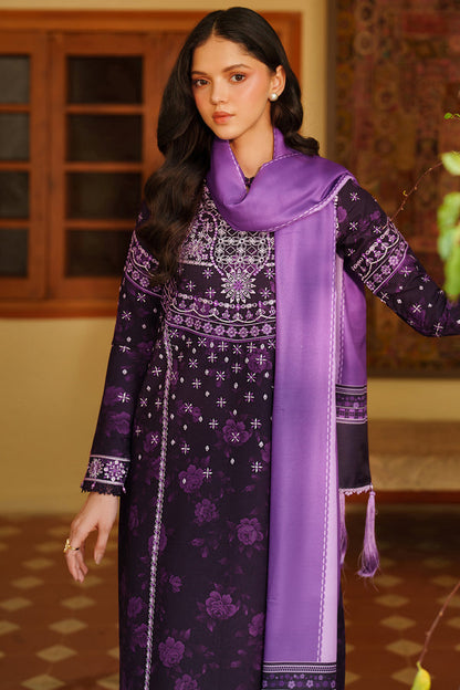 Farasha | Meline Premium Viscose 25 | Plum Powder - Luxury Dress - available at Maria Faisal in UK and USA.