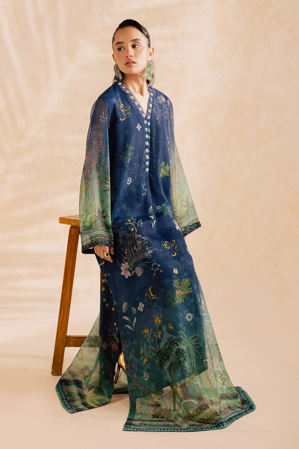 Nureh | Shades of Summer | NP-739 - Luxury Dress - available at Maria Faisal in UK and USA.