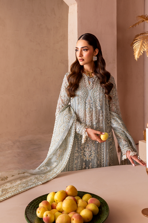 Emaan Adeel | Clay Couture | NUVRA - Formal Dress - available at Maria Faisal in UK and USA.
