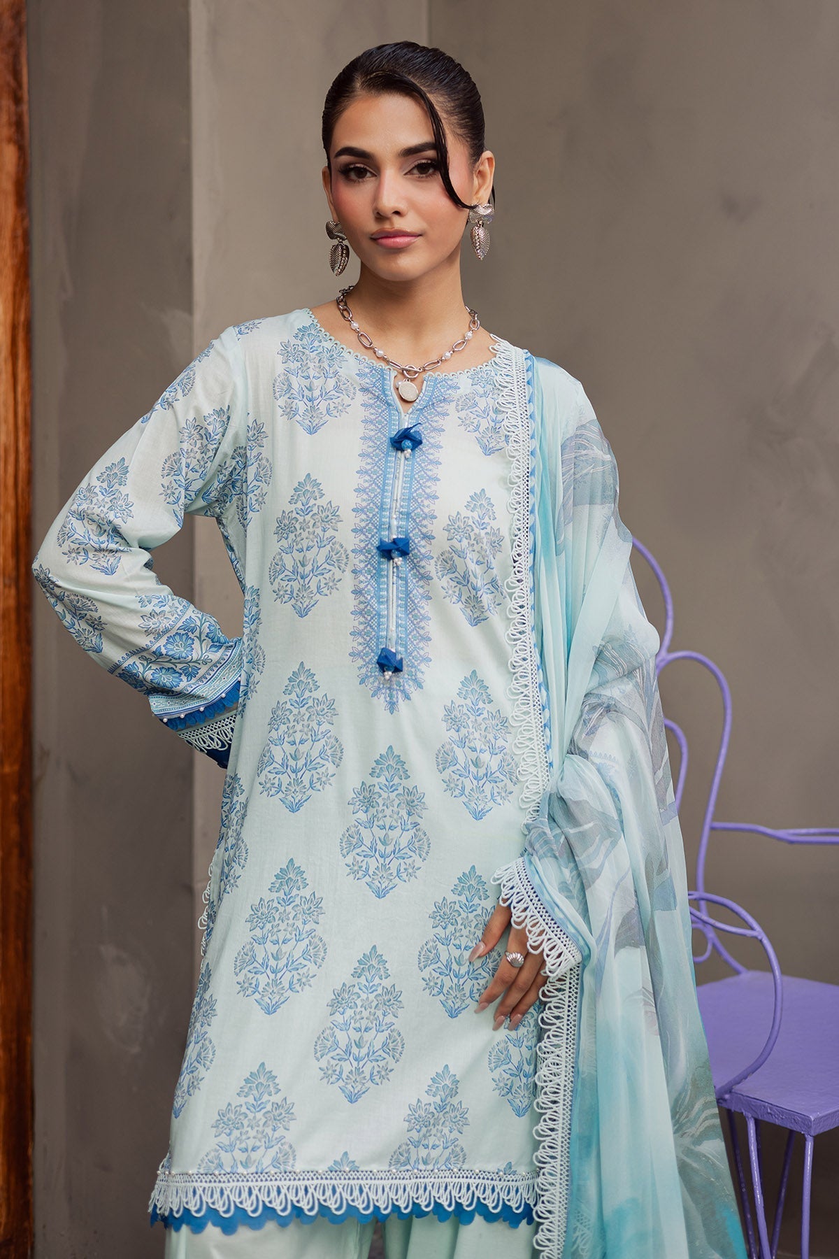 Nureh | Signature Prints 26 | SP-158 - Luxury Dress - available at Maria Faisal in UK and USA.