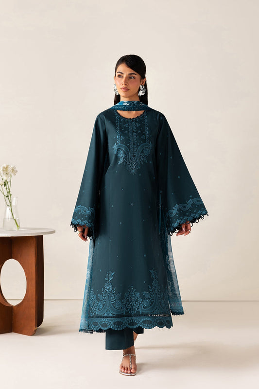 Farasha | Summer Melody 26 | Midnight Teal - Casual Dress - available at Maria Faisal in UK and USA.