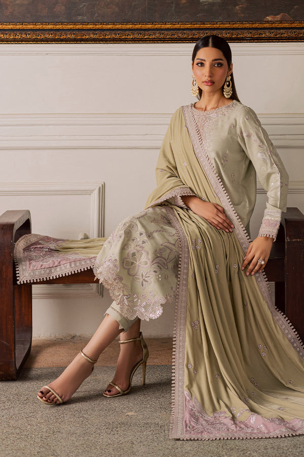 NE-203 – authentic Pakistani dress from the Exclusive Leather Peach collection for women in the UK