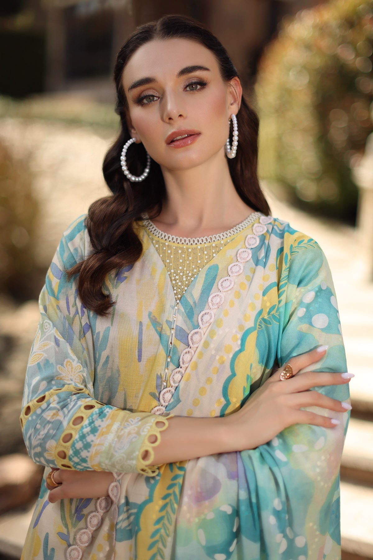 Nureh | Signature Prints 26 | SP-206 - Luxury Dress - available at Maria Faisal in UK and USA.