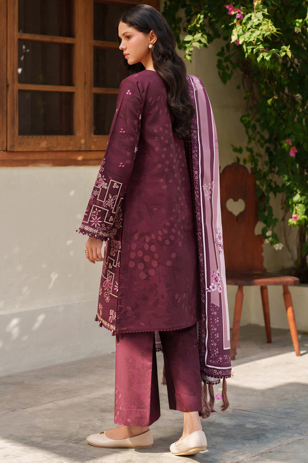 Farasha | Meline Premium Viscose 25 | Mauve Cream - Luxury Dress - available at Maria Faisal in UK and USA.