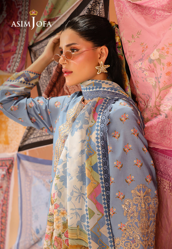 Asim Jofa | Summer Rhapsody | AJUBU-11 Printed Embroidered Lawn - Ladies Clothes - Maria Faisal