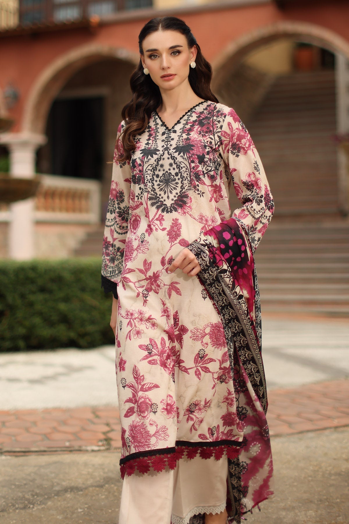 Nureh | Signature Prints 26 | SP-205 - Luxury Dress - available at Maria Faisal in UK and USA.