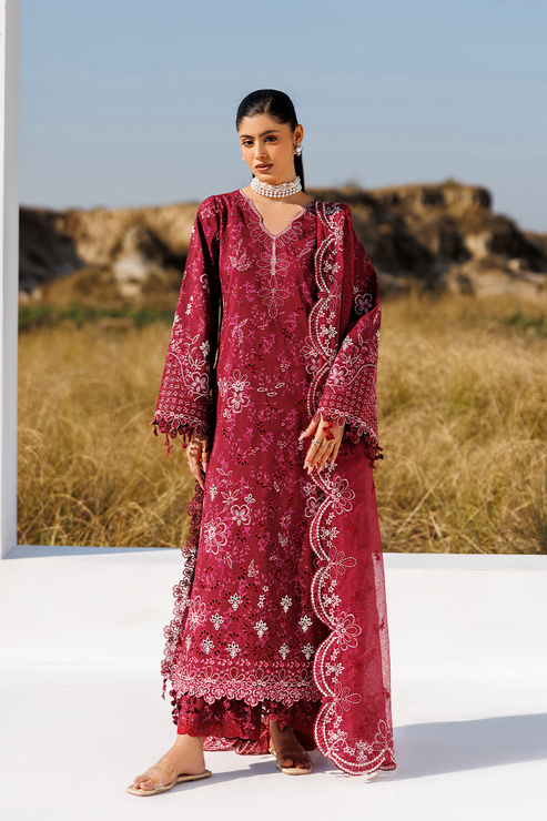 Emaan adeel | Sunlit Groove Luxury Lawn 26 | RADIANT ROSE - Luxury Dress - available at Maria Faisal in UK and USA.