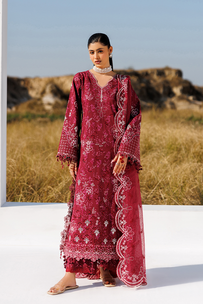 Emaan adeel | Sunlit Groove Luxury Lawn 26 | RADIANT ROSE - Luxury Dress - available at Maria Faisal in UK and USA.