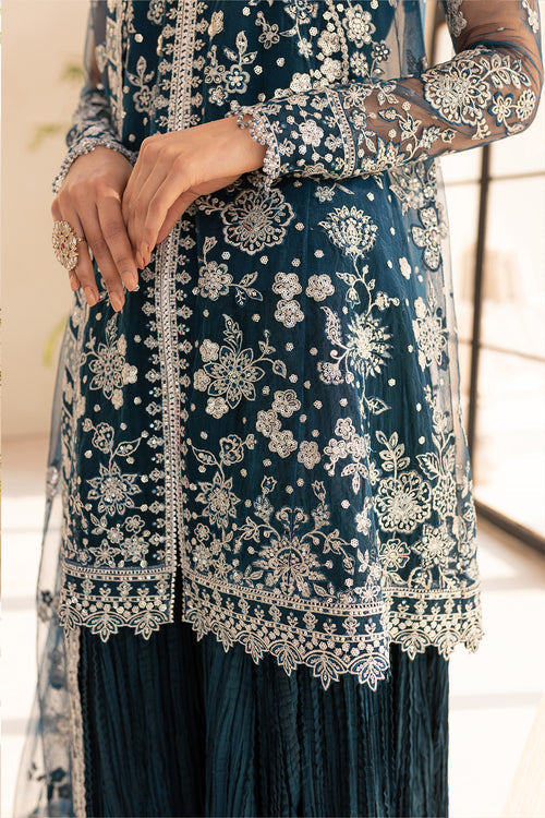 Farasha | Lu Zella Premium Formals 25 | Teal Drizzle - Ladies Clothes - Maria Faisal