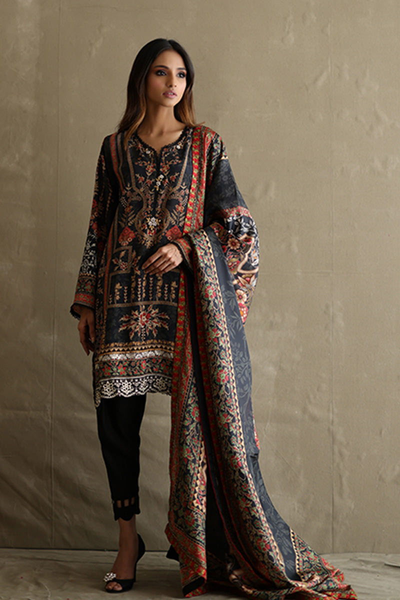 Mina Hasan | Signature Pret | Baroque In Black - Luxury Dress - available at Maria Faisal in UK and USA.