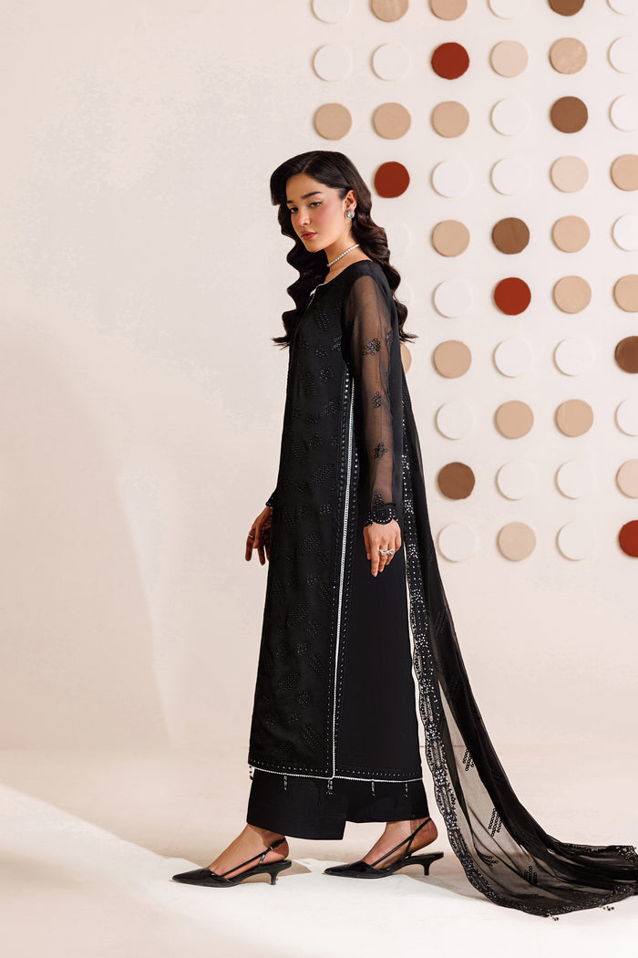 Farasha | Chiffon Threads 26 | Charcoal Whisper - Formal Dress - available at Maria Faisal in UK and USA.