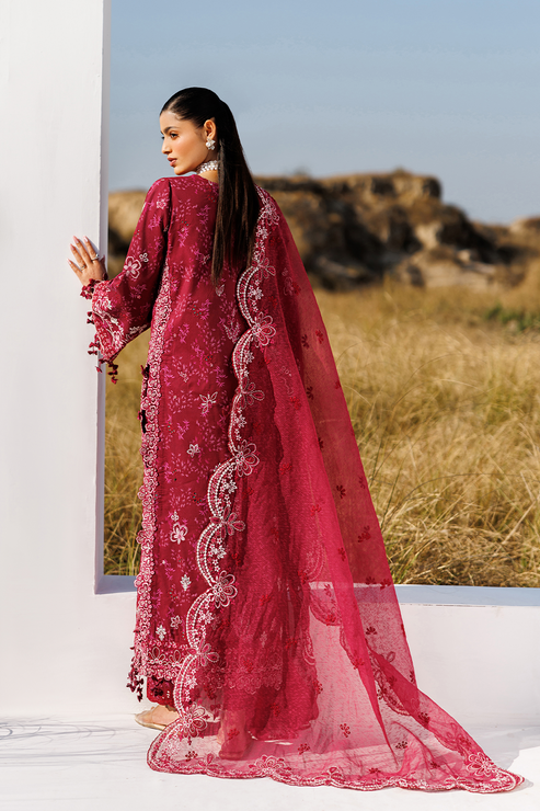 Emaan adeel | Sunlit Groove Luxury Lawn 26 | RADIANT ROSE - Luxury Dress - available at Maria Faisal in UK and USA.