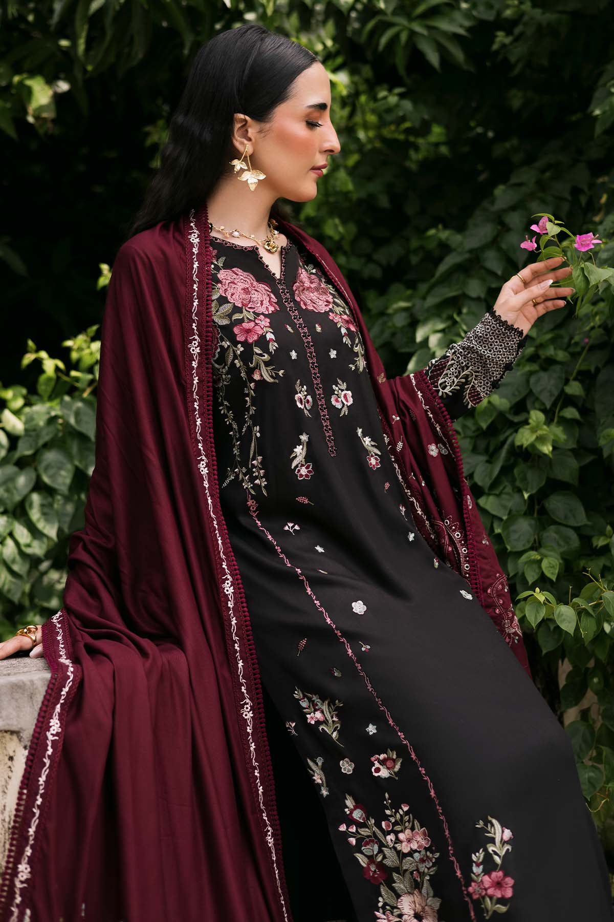 Nureh | Exclusive Winter 25 | NE-179 - Casual Dress - available at Maria Faisal in UK and USA.