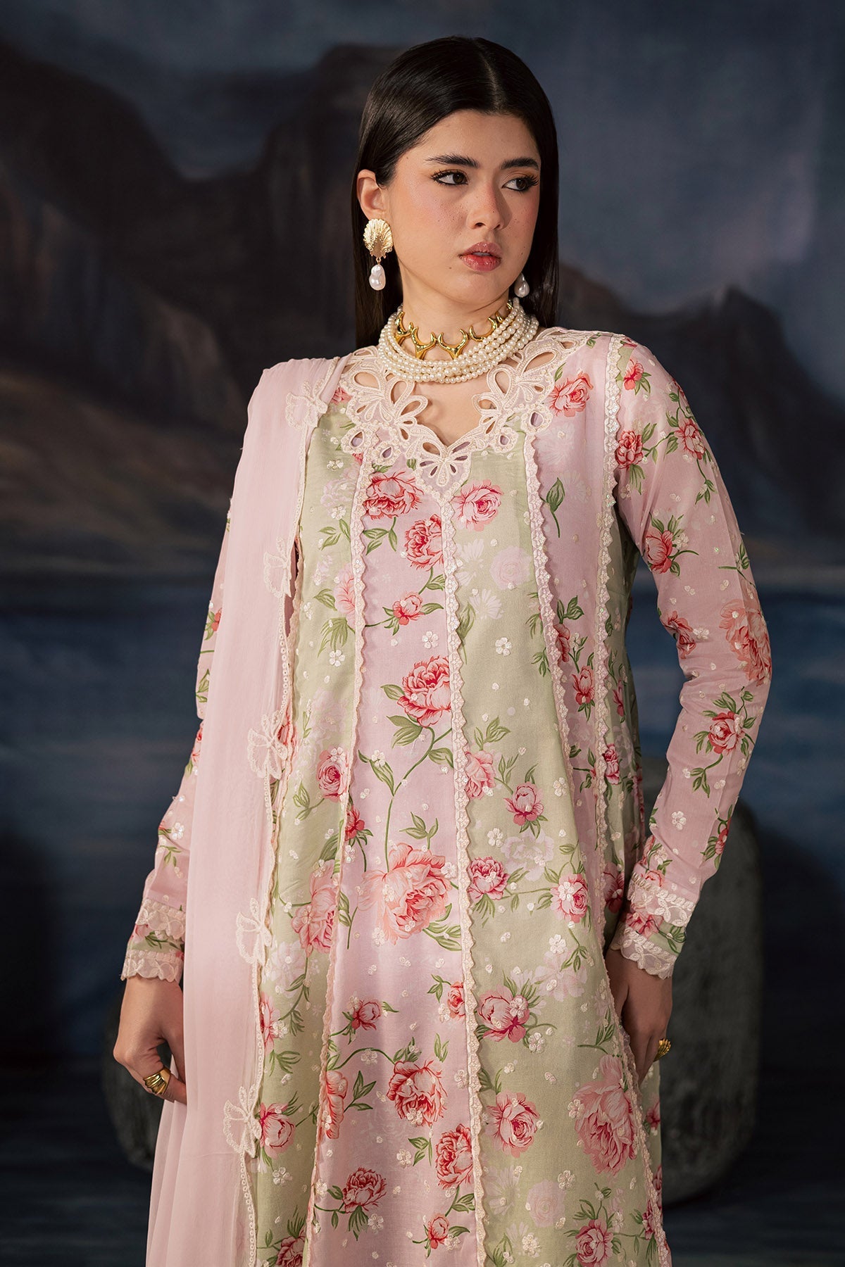 Nureh | Shades of Summer | NP-793 - Luxury Dress - available at Maria Faisal in UK and USA.
