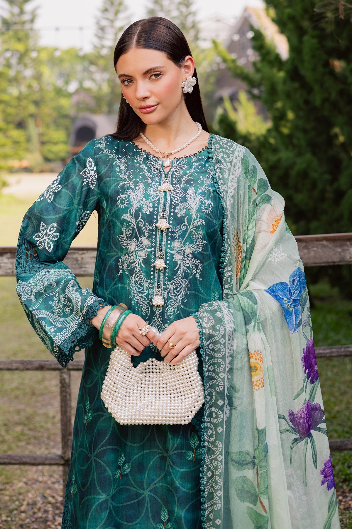 Nureh |  Gardenia Lawn 26 |NSG-210 - Dress - available at Maria Faisal in UK and USA.