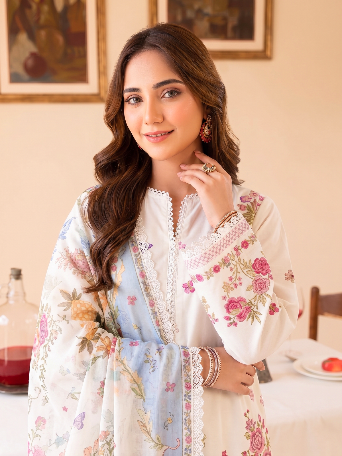 Faiza Faisal | FNF Printed Lawn | IVORY GRACE - Casual Dress - available at Maria Faisal in UK and USA.