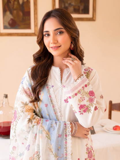 Faiza Faisal | FNF Printed Lawn | IVORY GRACE - Casual Dress - available at Maria Faisal in UK and USA.