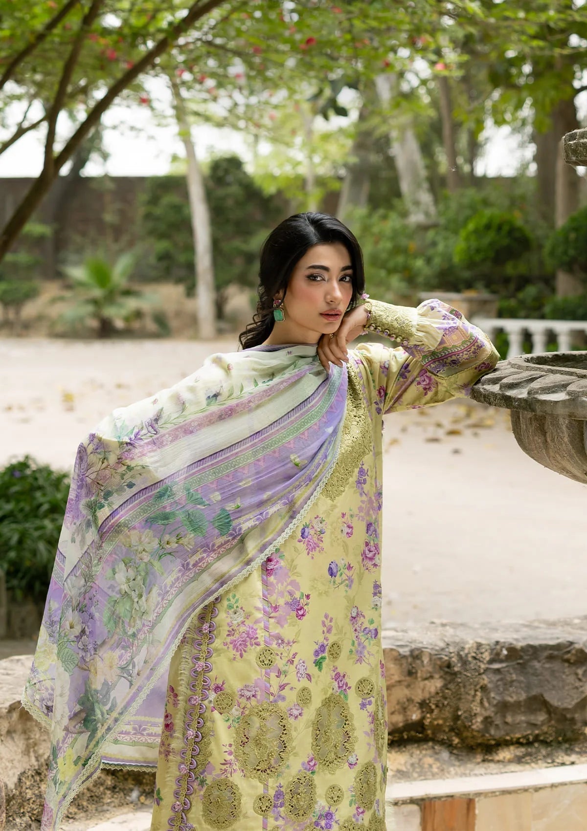 Elaf Premium | Signature Embroidered Lawn with Chiffon Collection 26 | ESG-8A OLIVIA - Luxury Dress - available at Maria Faisal in UK and USA.