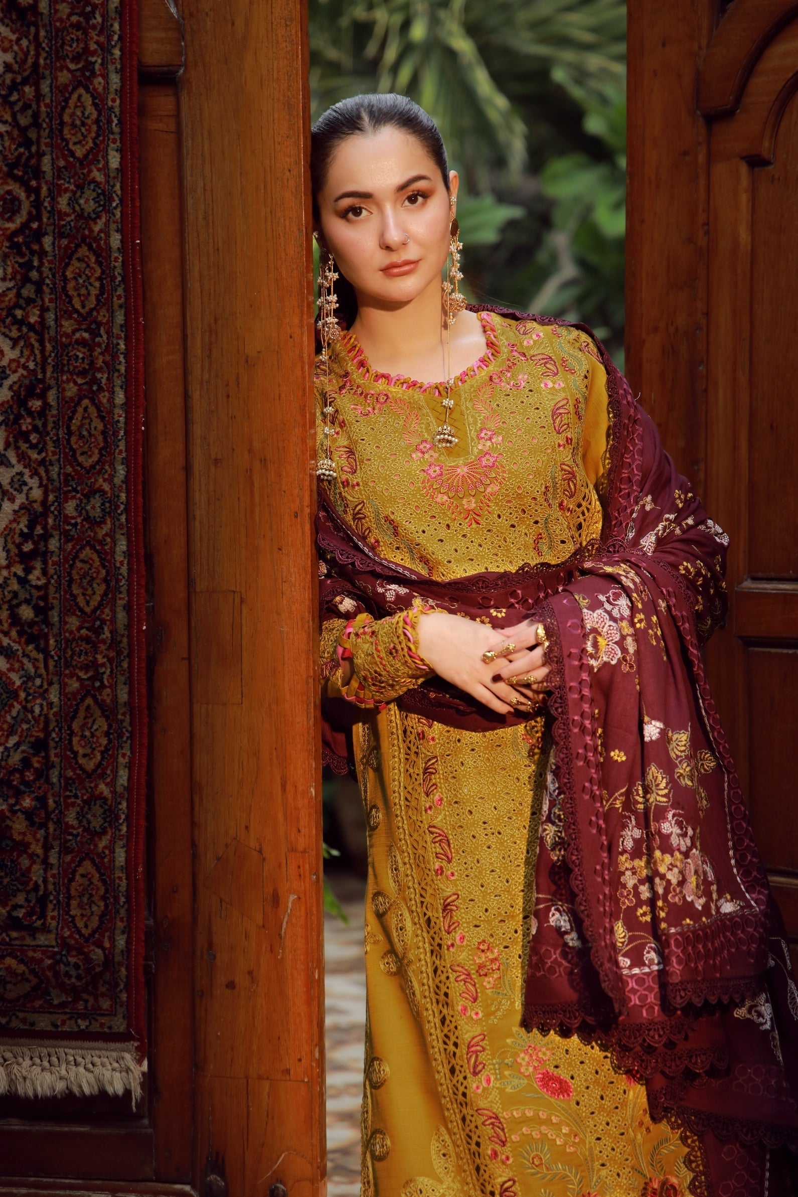 Maryam Hussain | Winter Shawl 25 | Soz - Formal Dress - available at Maria Faisal in UK and USA.