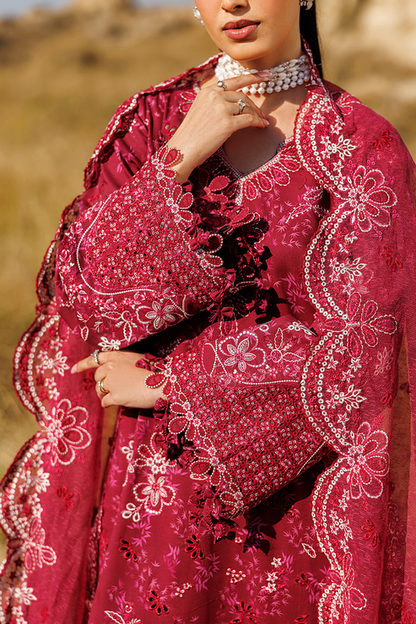Emaan adeel | Sunlit Groove Luxury Lawn 26 | RADIANT ROSE - Luxury Dress - available at Maria Faisal in UK and USA.