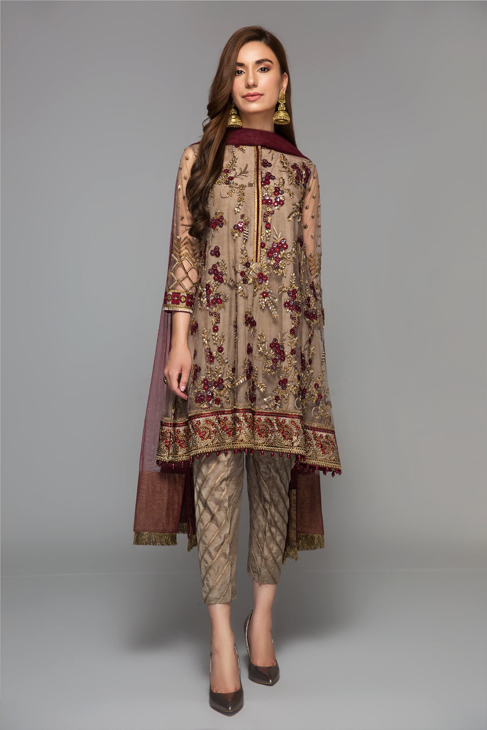 Baroque | Formals Collection | EMBROIDERED NET UF-14 - Formal Dress - available at Maria Faisal in UK and USA.