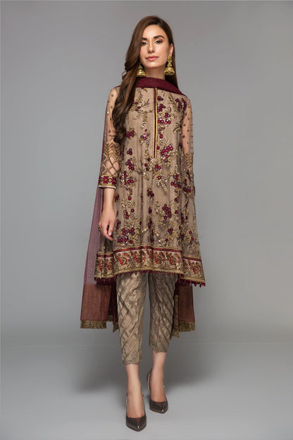 Baroque | Formals Collection | EMBROIDERED NET UF-14 - Formal Dress - available at Maria Faisal in UK and USA.