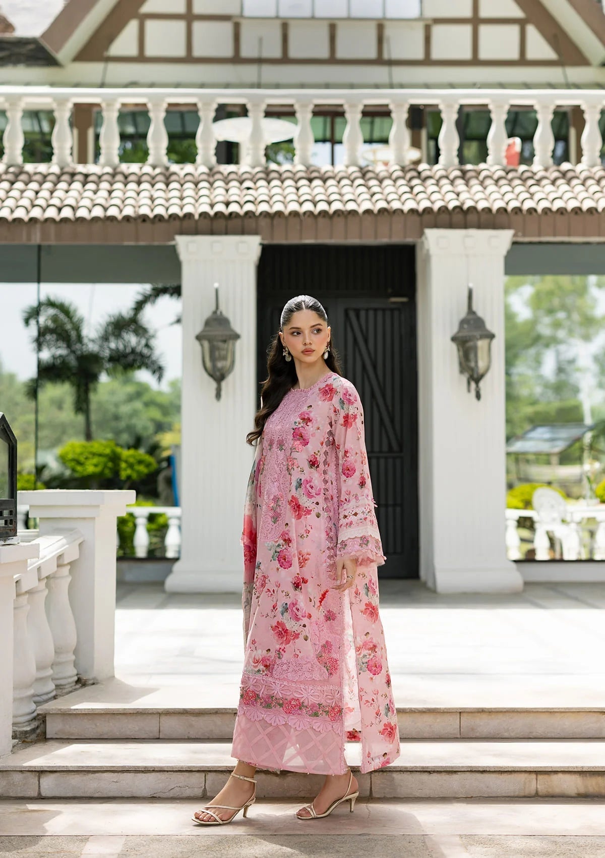 Elaf Premium | Signature Embroidered Lawn with Chiffon Collection 26 | ESG-4B MIRA - Luxury Dress - available at Maria Faisal in UK and USA.