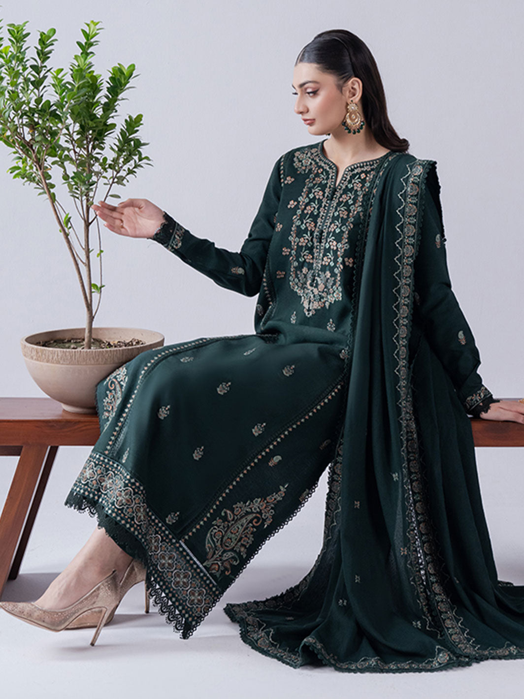 Faiza Faisal | Winter Edit 2024 | AVA - Designer Dress with Intricate embroidery and embellishments. Shop elegent wedding dress at Maria Faisal.