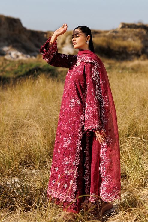Emaan adeel | Sunlit Groove Luxury Lawn 26 | RADIANT ROSE - Luxury Dress - available at Maria Faisal in UK and USA.