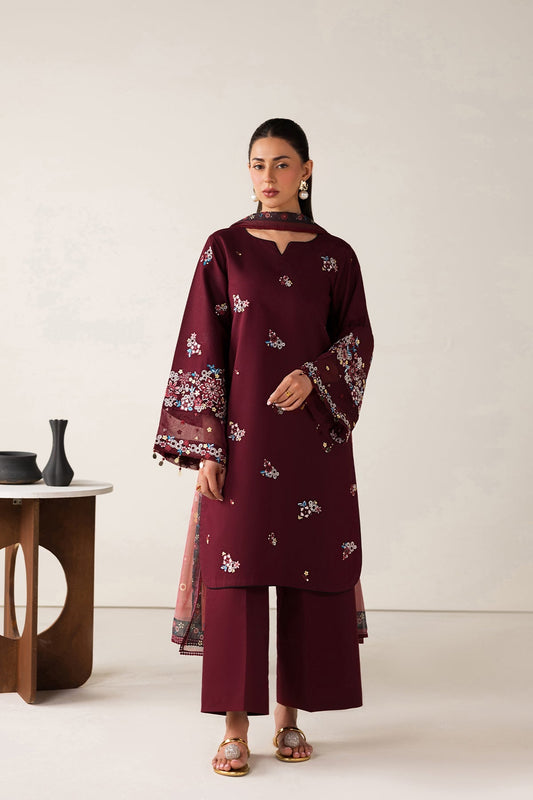 Farasha | Summer Melody 26 | Maroon Muse - Casual Dress - available at Maria Faisal in UK and USA.